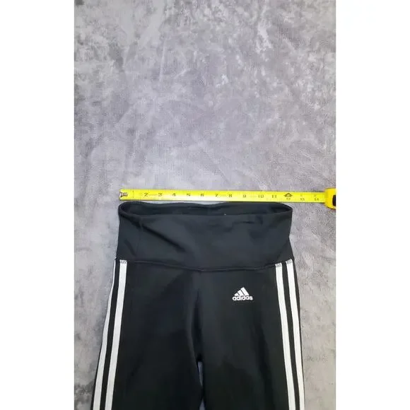 Adidas Sz XS Women's Climalite 3-Stripe Full Length Tights Black White Ca16 - Picture 5 of 9